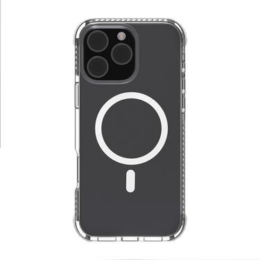 iPhone 16 Pro Max Transparent Drop Protection Case Cover: Enhanced Guard for Screen and Camera, MagSafe Compatibility - Clear Grey